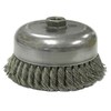 Weiler 6" Double Row Knot Wire Cup Brush .023" Steel Fill 5/8"-11 UNC Nut 12556